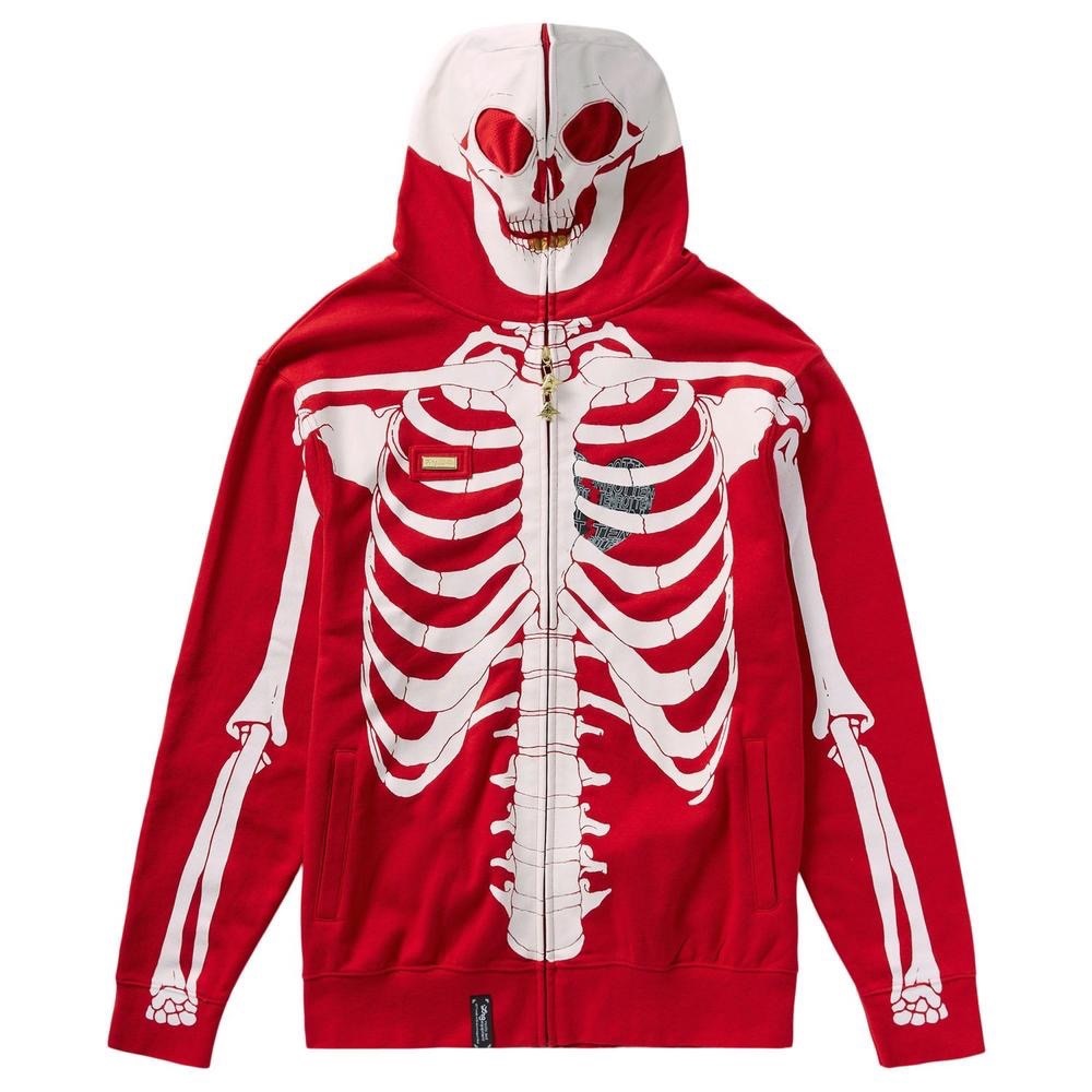 LIFTED RESEARCH GROUP LRG DEAD SERIOUS HOODIE. SKELETON PRINT RED. RARE. SOLD